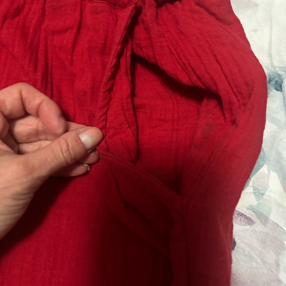 Quince Women’s 100% Organic Cotton Gauze Straight Leg Pants in Wild Cherry - Picture 11 of 14